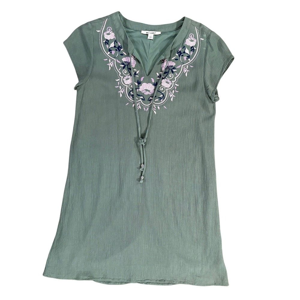 miami Embroidered Boho Tunic Top S